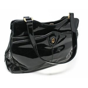 Vintage Almondo Originals Black Patent Leather Style Purse Handbag - Hey Viv